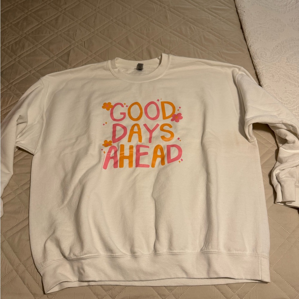 White Sweatshirt with Colorful Print